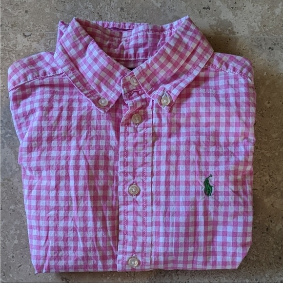 🇺🇸Ralph Lauren Boys Pink Gingham Button Down 4/4T - Picture 2 of 5